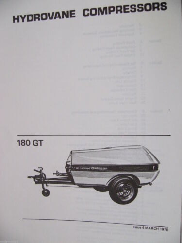 Hydrovane 180 TG Service & Repair/workshop manual 166 page PDF envoyé par e-mail 
