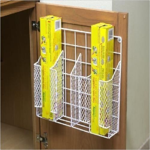 Kitchen Wrap Organizer Foil Storage Shelf Holder Rack Wall Door Cabinet Mount 