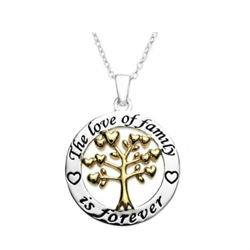 *UK* 925 SILVER PLT /'THE LOVE OF FAMILY IS FOREVER/' ENGRAVED NECKLACE TREE HEART