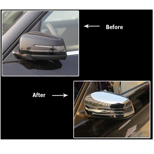 2Pcs New Car Auto Wing Side Mirror Chrome Cover Trim for Mercedes-Benz C-Class