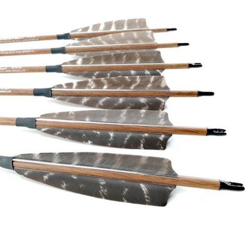 6pcs Wooden Carbon Arrows Sp400 500 600 ID 6.2mm Camo Vanes Bow Hunting Archery
