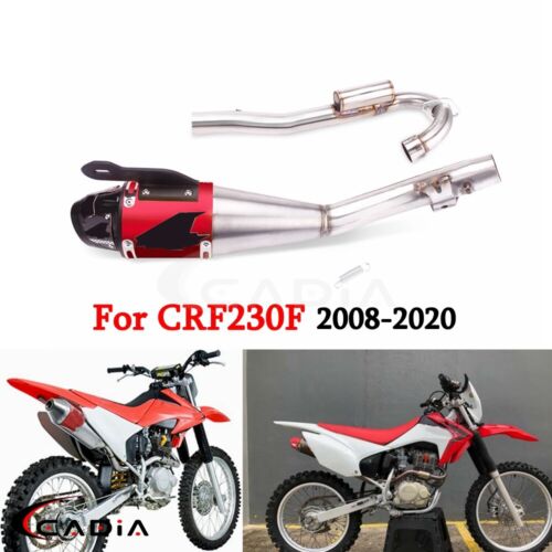 Chrome&Red Full Muffler System Exhaust Slip On Pipe For Honda CRF230F 2008-2020 