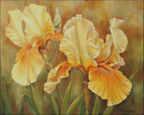DIY Chart Counted Cross Stitch Patterns Needlework for embroidery Yellow Iris 