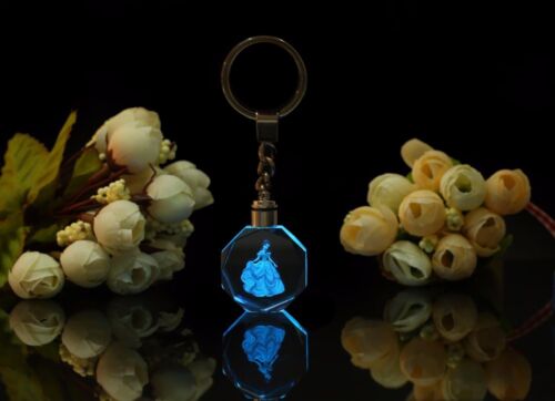 Souvenir Key Chain Fairy Love Heart Rose Crystal LED Light Keychain Xmas Keyfob