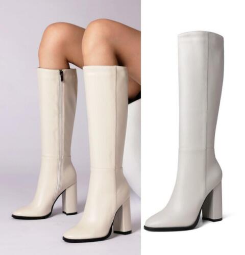 Europe Women's Casual Block Heel Round Toe Knee High Boots Cowboy Pumps 34/43 L 
