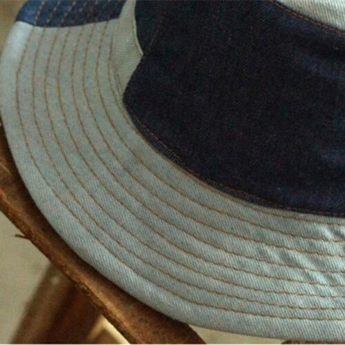 Denim Patchwork Bucket Hat Fishing Unisex Sunhat Cap Vintage Fashion Outdoor 