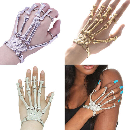 Halloween Skeleton Hand Bracelet Nightclub  Skull Finger Bracelets Bangle Wo/_hg