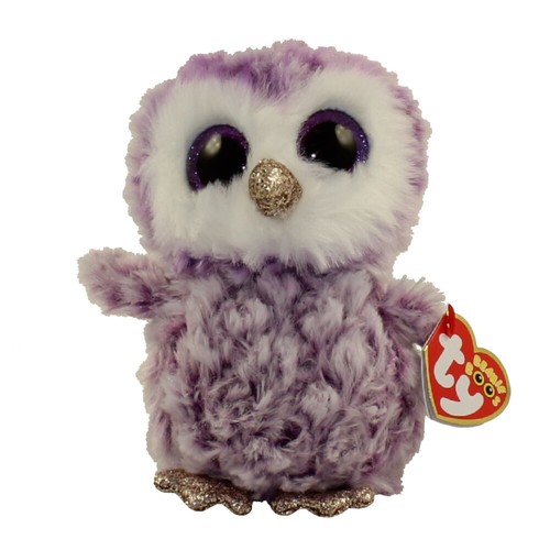 6 inch Glitter Eyes TY Beanie Boos MOONLIGHT the Purple Owl -MWMTs Boo Toy