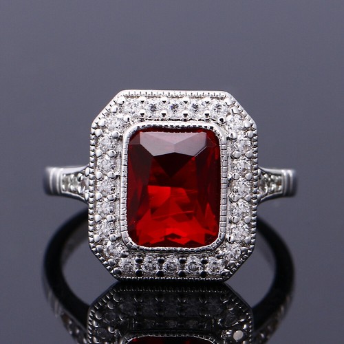 Vintage Argent 925 Carré Améthyste Ruby Topaz Multi-Couleur Simple fashion rings