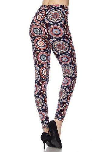 Navy and Red Geometric Pattern Butter Soft Print Leggings