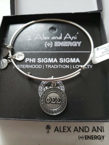 Alex and Ani PHI SIGMA SIGMA Silver Tone Charm Bangle New W//Tag Card /& Box