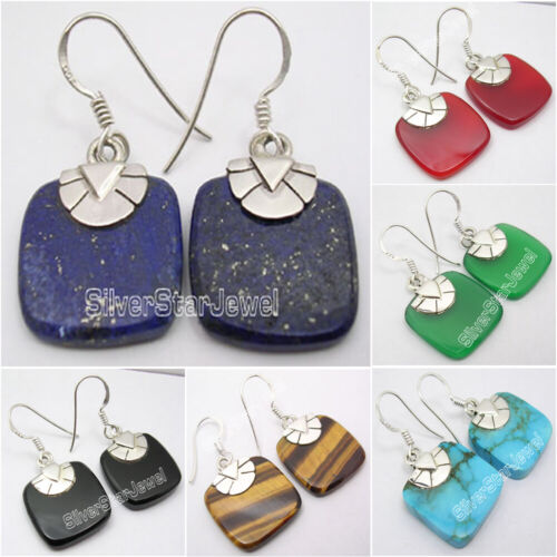 925 Sterling Silver Natural Gemstone DANGLE Earrings Engagement Jewelry NEW