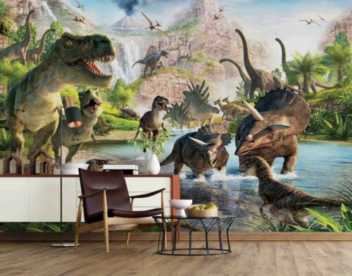 3D Jurassic Park Dinosaur Wallpaper Wall Mural Removable Self-adhesive Sticker 0