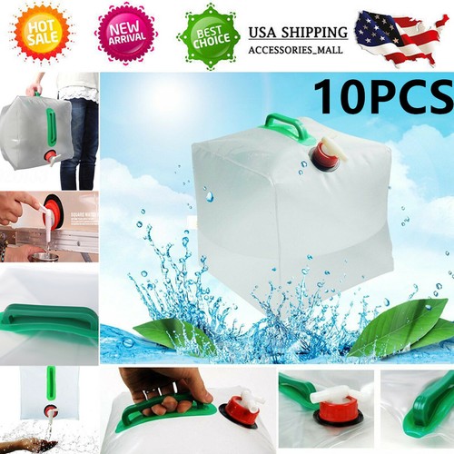 10x 20L 5.3Gallon Collapsible Water Storage Carrier Container for Camping Hiking