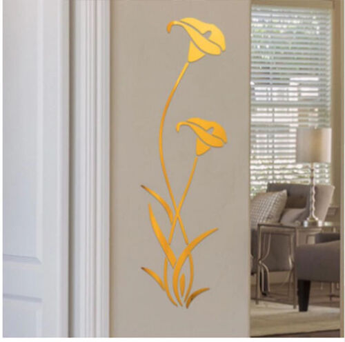 3D Diy Gold Flower Shape Acrylic Wall Sticker Modern Stickers Decoration 