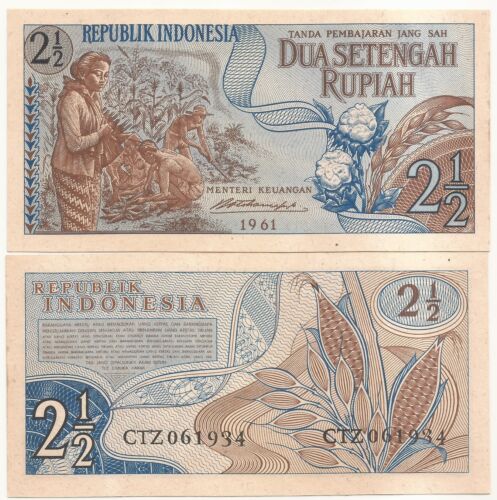 INDONESIA 2.50 RUPIAH P-79 1961 UNC