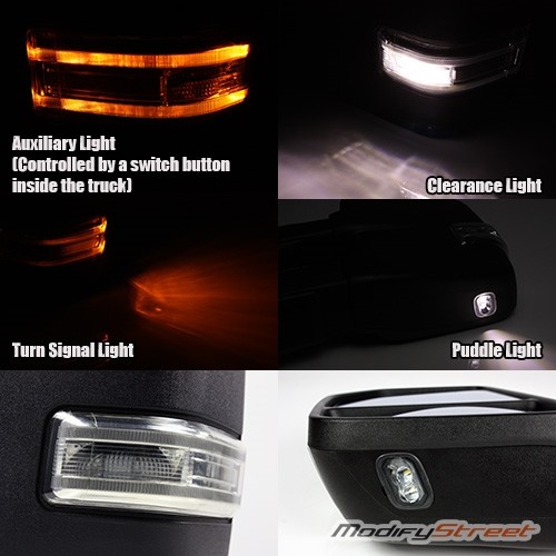 15-18 F150 POWER//HEATED//SIGNAL//PUDDLE//AUXILIARY LAMP BLACK//CHROME TOWING MIRRORS