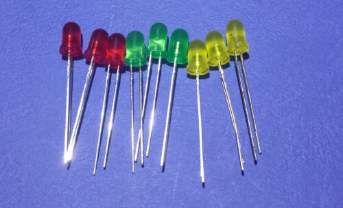 5 Volt Red Green no resistors needed and Yellow LED 5mm .....Lot of 9 