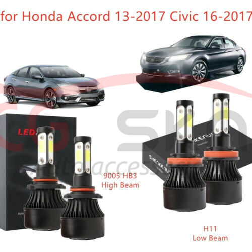 4side H11 9005 LED Headlight Hi-Lo Beam for Honda Accord 2013-2017 Civic 2016-17
