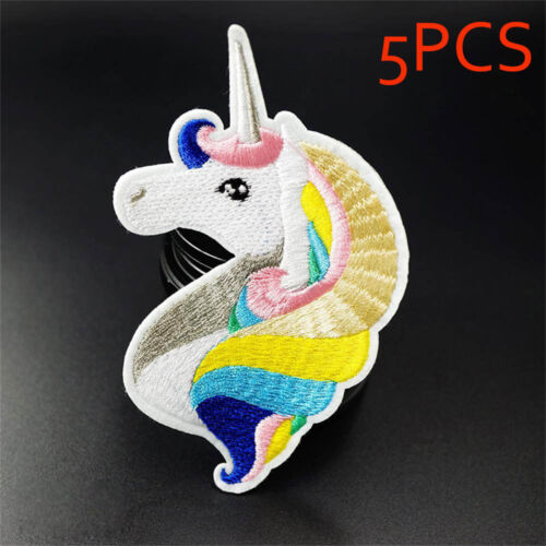 1/5PCS Patchwork Craft Applique Patch Embroidered Unicorn Iron On 