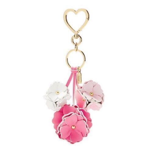 Victorias Secret Flowers BLING MIRROR COCKTAIL LOGO Key Chain Ring BAG CHARM NWT 