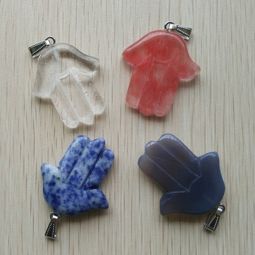 Fashion assortis pierre naturelle main Palm Charms Pendentifs 10pcs//lot Wholesale