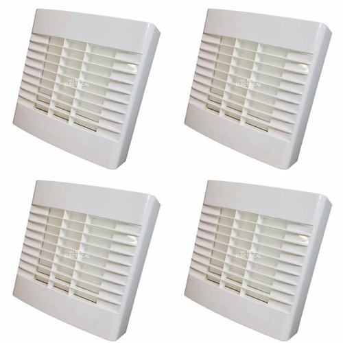 Toilet Extractor Fans with run on Timer /& Automatic Shutters 4 x Bathroom