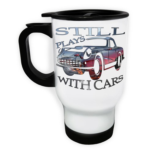 Still Plays with Cars White//Steel Travel 14oz Mug u287t