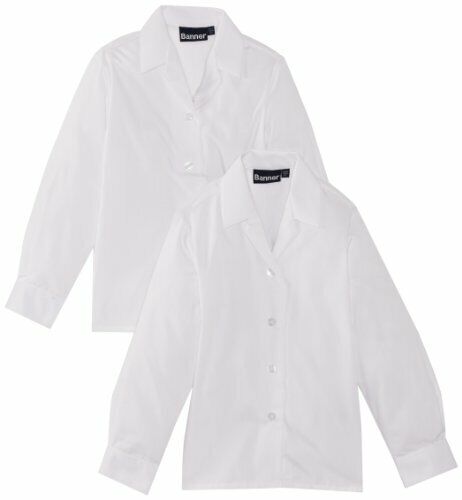 BEST Girl S Revere Twin Pack Long Sleeve School Blouse Available In 5 Co UK FAS