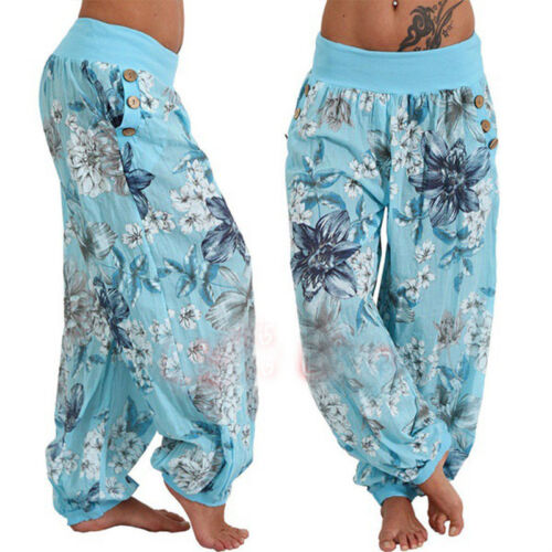 Baggy Gypsy Harem Pants Yoga Longs Womens Casual Floral Loose Trousers Plus Size