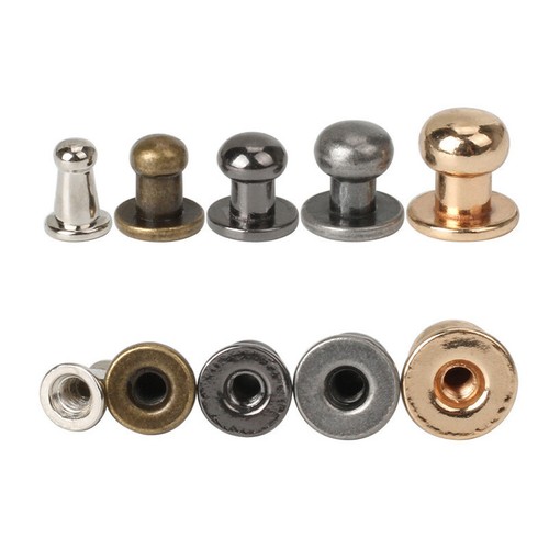 10Sets Metal Craft Brass Rivets Screws For Leather Studs Double Sided Decorative