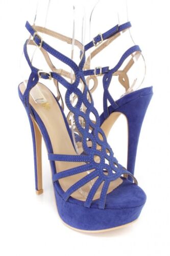 Cobalt Blue Open Toe Strappy Stiletto High Heels Women Fashion Sandals Size 6-10 