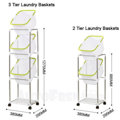 Two Or Three Laundry Baskets//Washing Machine Storage Rack// Movable Wheels//Korea