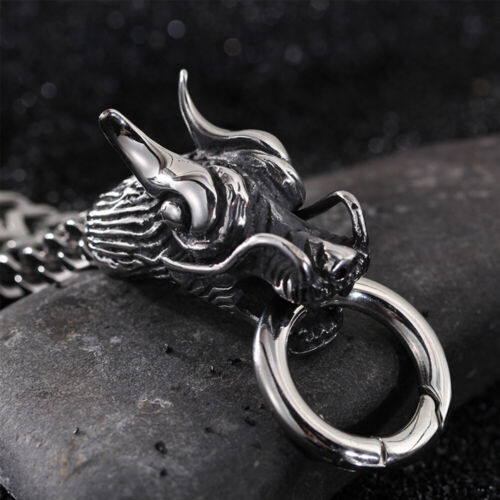 Details about  / Punk Men 316L Stainless Steel Bracelet Link Arm Ring Braided Dragon Fashion 8.3/"