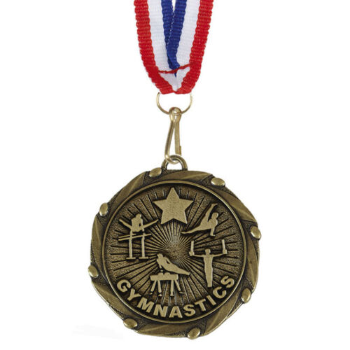 P Male gymnastique Médailles Avec Ruban-Gravure Gratuite de votre message-Gratuit P