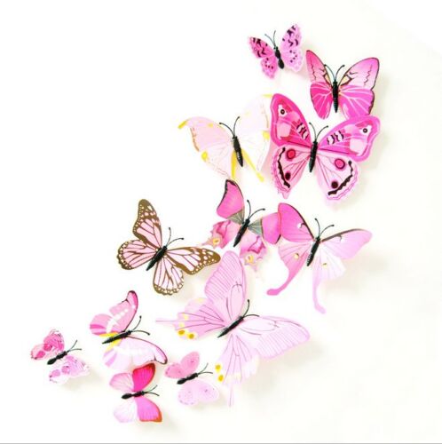 12pcs Papillon 3D PVC Art Design Decal Stickers Muraux Foyer Chambre Déco%^ 