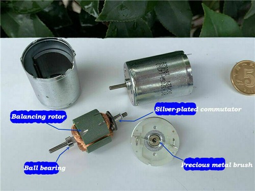 DC 3V 6V 12V 4700RPM Ball Bearing Mini 24mm Round Metal Brush Mute RF-370 Motor