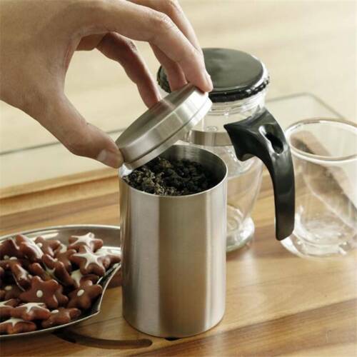 Stainless Steel Biscuit Jar Tea Coffee Sugar Canister Storage Container Q 