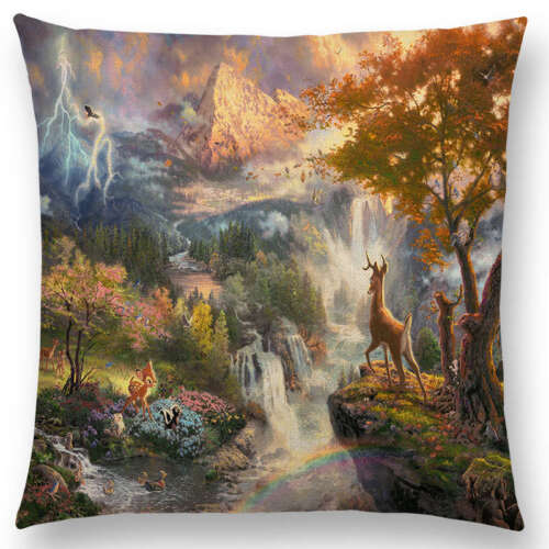 18/"Oil Painting Pillow Case Fantasy Forest Animal Lodge Cushion Cover Home Decor