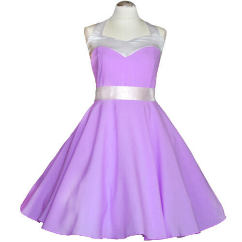 Rockabilly 50er robe jupon pin up party coton s-m 59 violet 