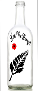 Vinyl Decal Sticker for Wine bottle lest we forget SOLDIER LEAF remembrance