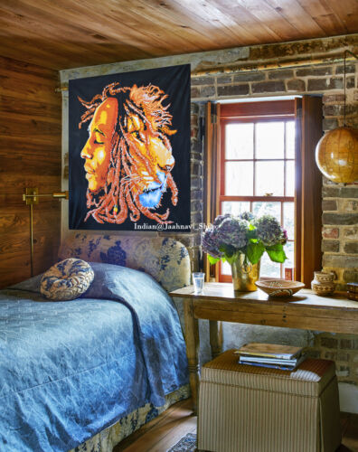 Cotton 30"X40" Lion Head With Bob Marley Wall Hanging Tapestry Poster Size New 