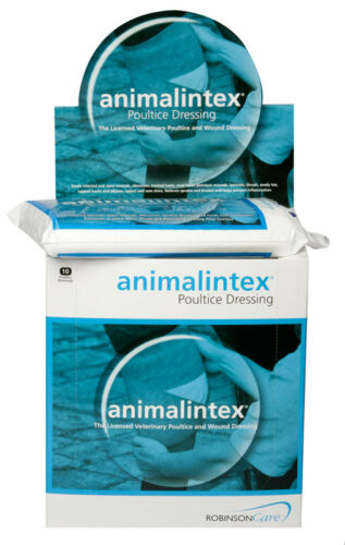 BOX OF 10 ANIMALINTEX POULTICE DRESSING  ANIMAL LINTEX READY TO USE HOT OR COLD