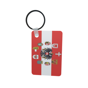 Schlüsselanhänger Flagge Fahne Österreich mit 9 BL Wappen Alu 40 x 57 mm