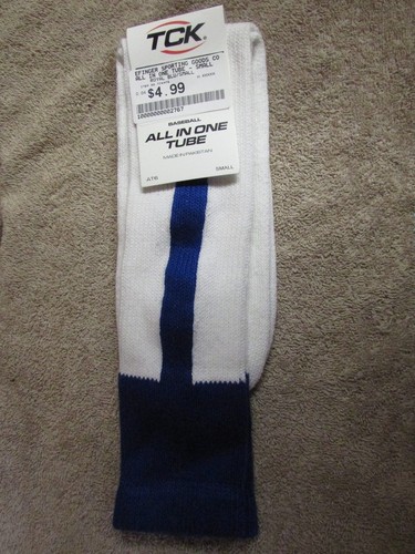 G 21 TCK All in One Tube Socks-Baseball//Softball-Small-White//Royal Blue