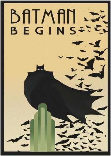 Batman Begins Art Deco Poster Print A0 A1 A2 A3 A4 Maxi 