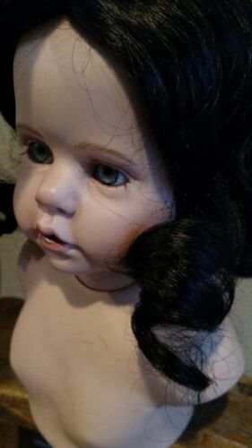 Human Hair Doll Wig, Long fine, ELISE 13-14&#034;  Black GLOBAL, clearance priced!