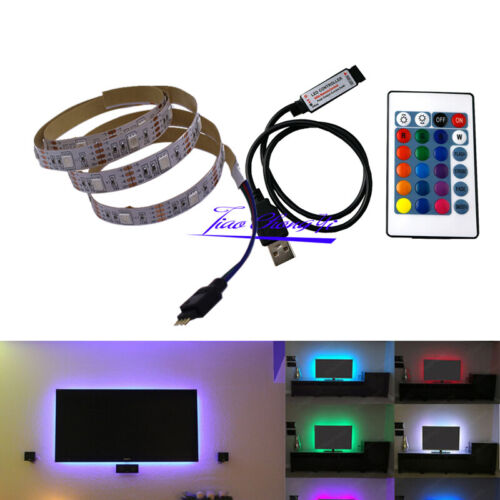 5V 5050 30SMD//M RGB LED Strip Light Bar TV Back Lighting Kit+USB Remote Control