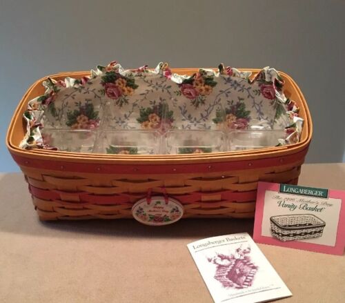Longaberger 1996 Mother’s Day Vanity Basket Combo with Layered Protector EUC! 