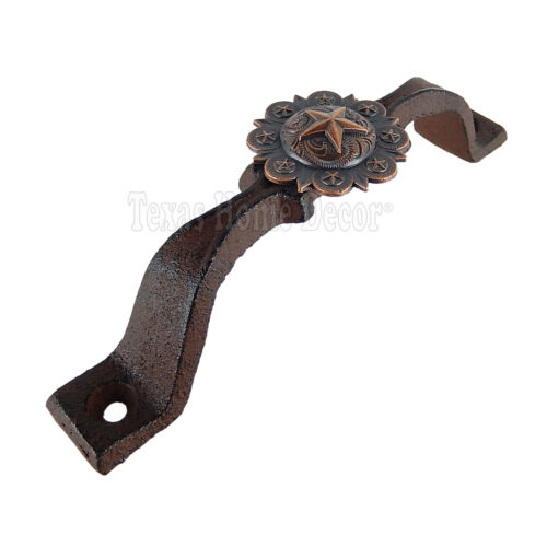 Rustic Star Handle Copper Concho Door Drawer Pull Cast Iron Antique Style 